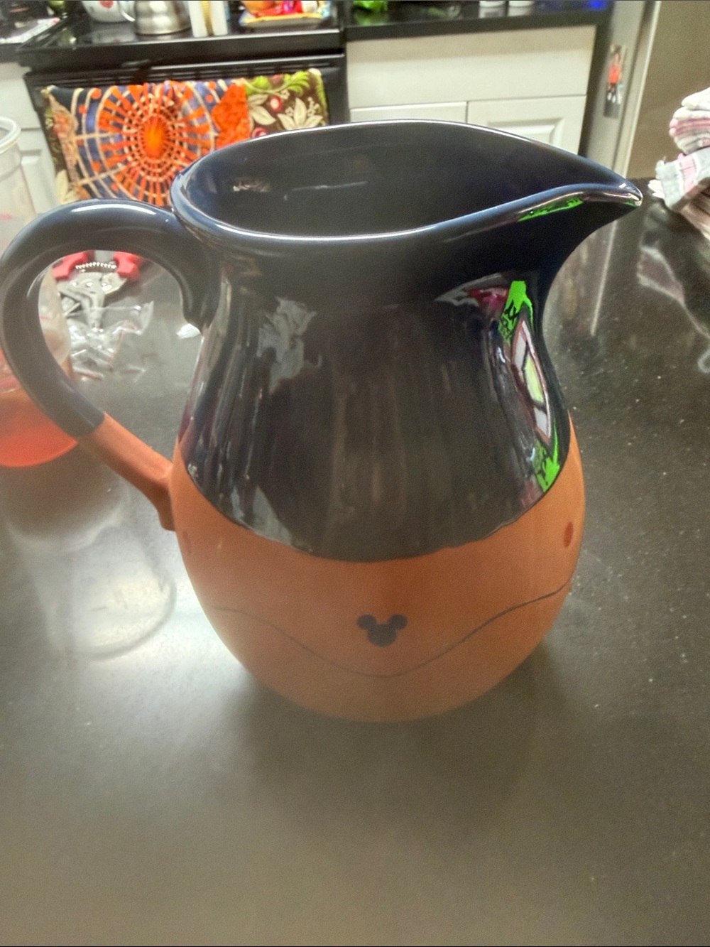 Disney Two-Tone Mickey Ceramic Pitcher - Blue - Terra Cotta.    Rare